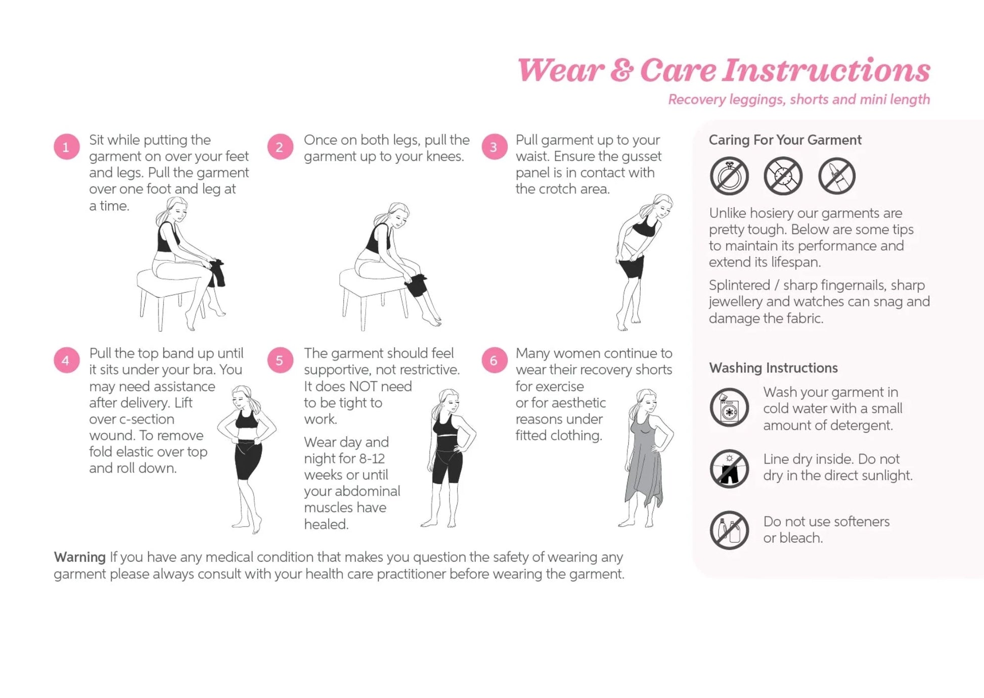 SRCPregnancyRecoveryShorts - Ware & Care Instructions