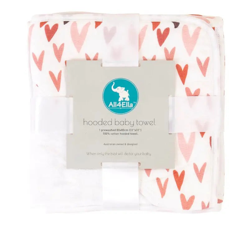  Hooded Towel - Love hearts All 4 Ella 