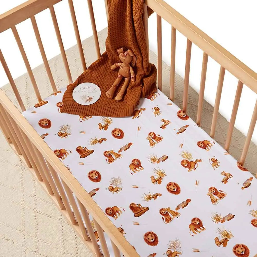 Cot & Bassinet Sheets Lion Fitted Cot Sheet Snuggle Hunny 