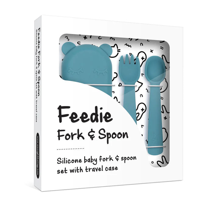 Feedie® Fork & Spoon Set - Silicone Baby Fork & Spoon Set With Travel Case