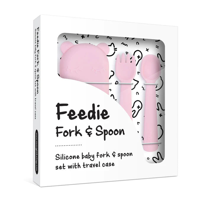 Feedie® Fork & Spoon Set - Silicone Baby Fork & Spoon Set With Travel Case