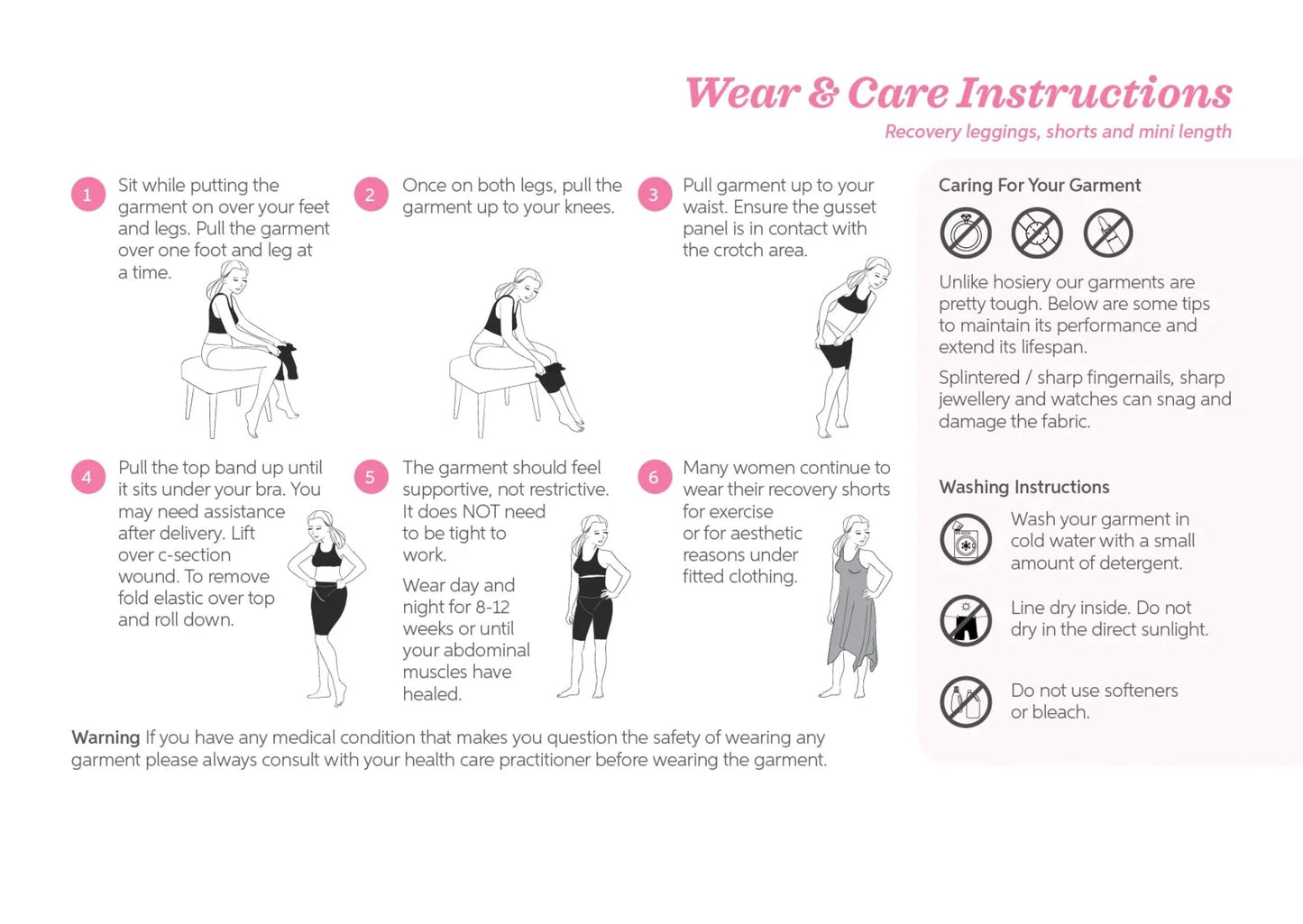 SRCPregnancyRecoveryShorts - Ware & Care Instructions