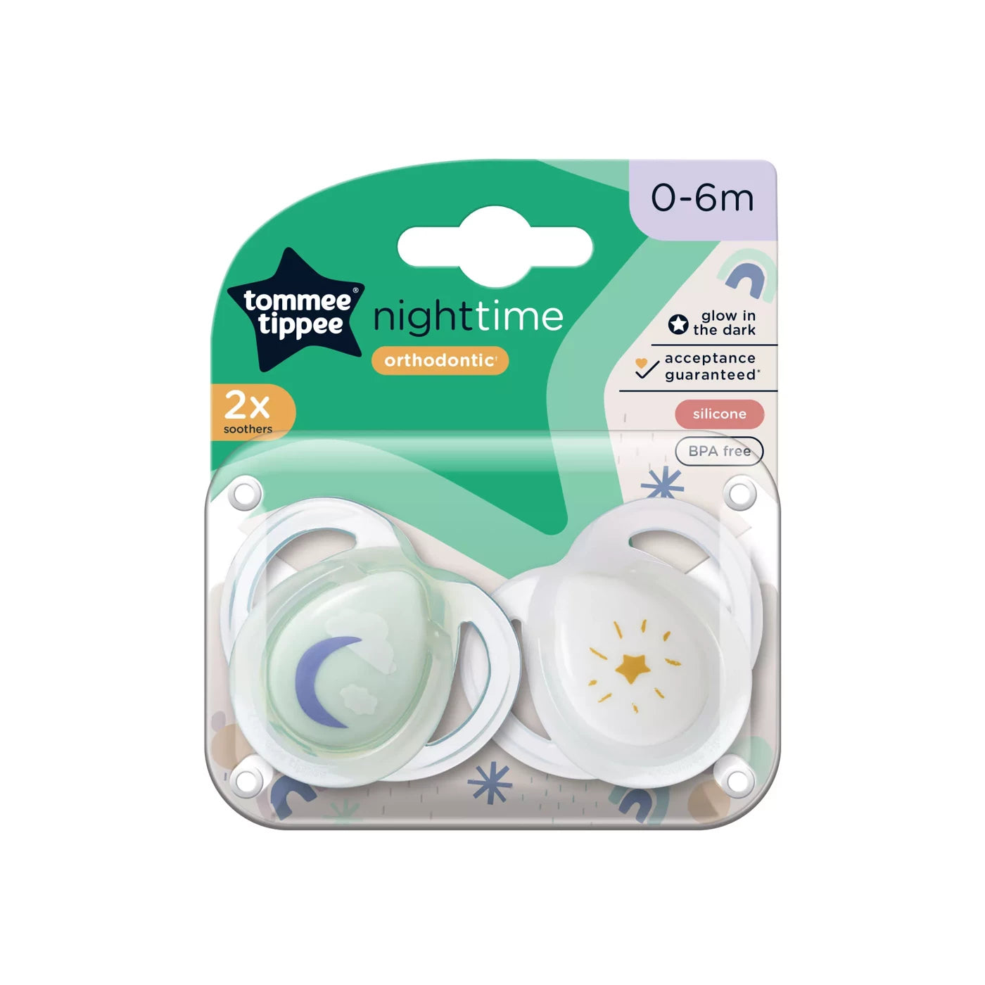 Baby Soothers Tommee Tippee night time soothers for baby, 0- 6 months - 2 pack - Glow in the Dark $8.80