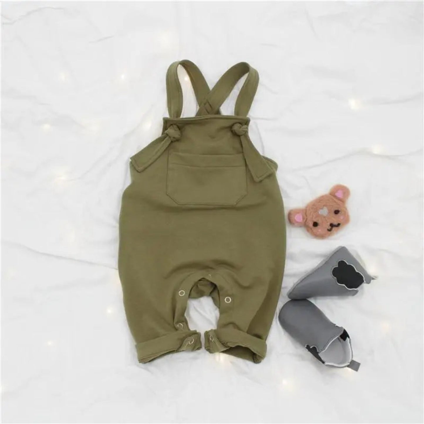 Jumpsuit Baby overalls back tie closure Jumpsuit - Olive green Pat Pat 18.00