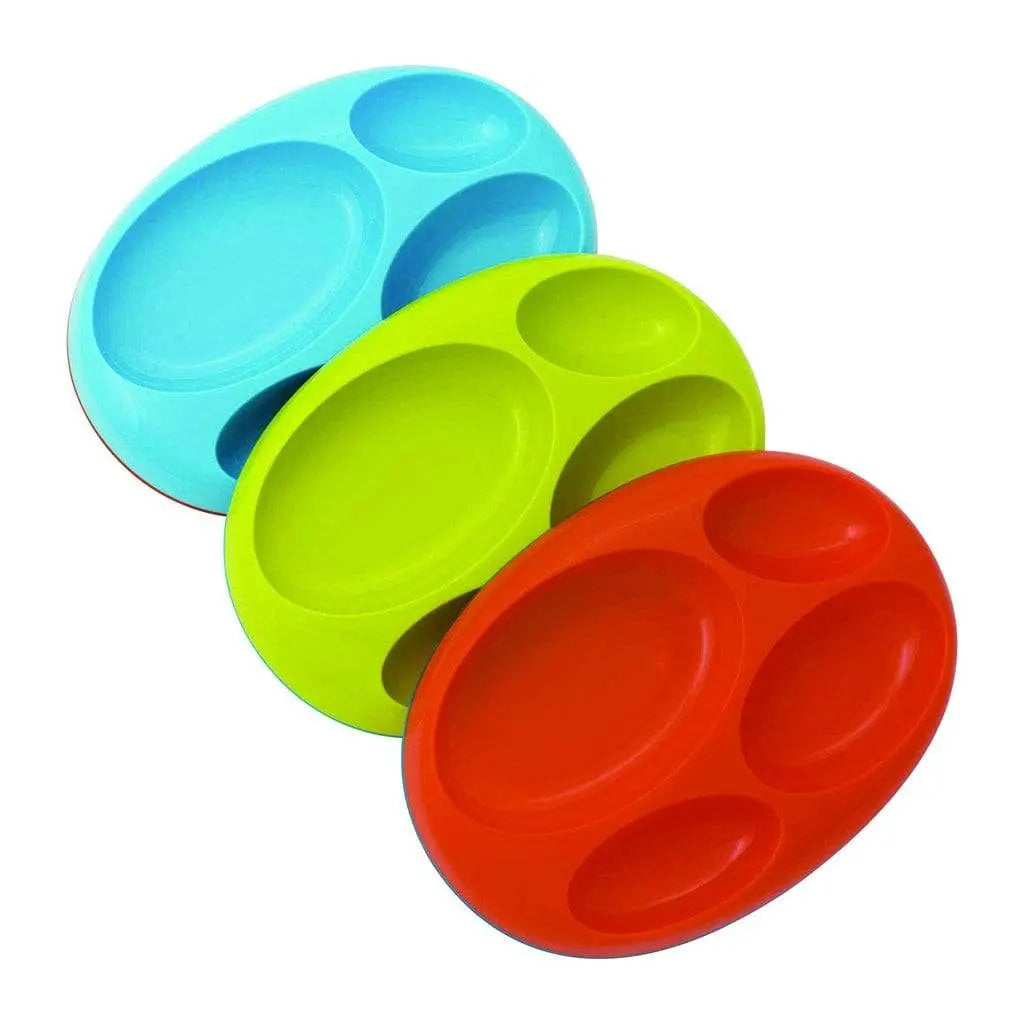 Boon Boon Platter Edgeless Nonskid Divided Plate 3Pk - Blue/Kiwi/Tangerine Boon 19.95