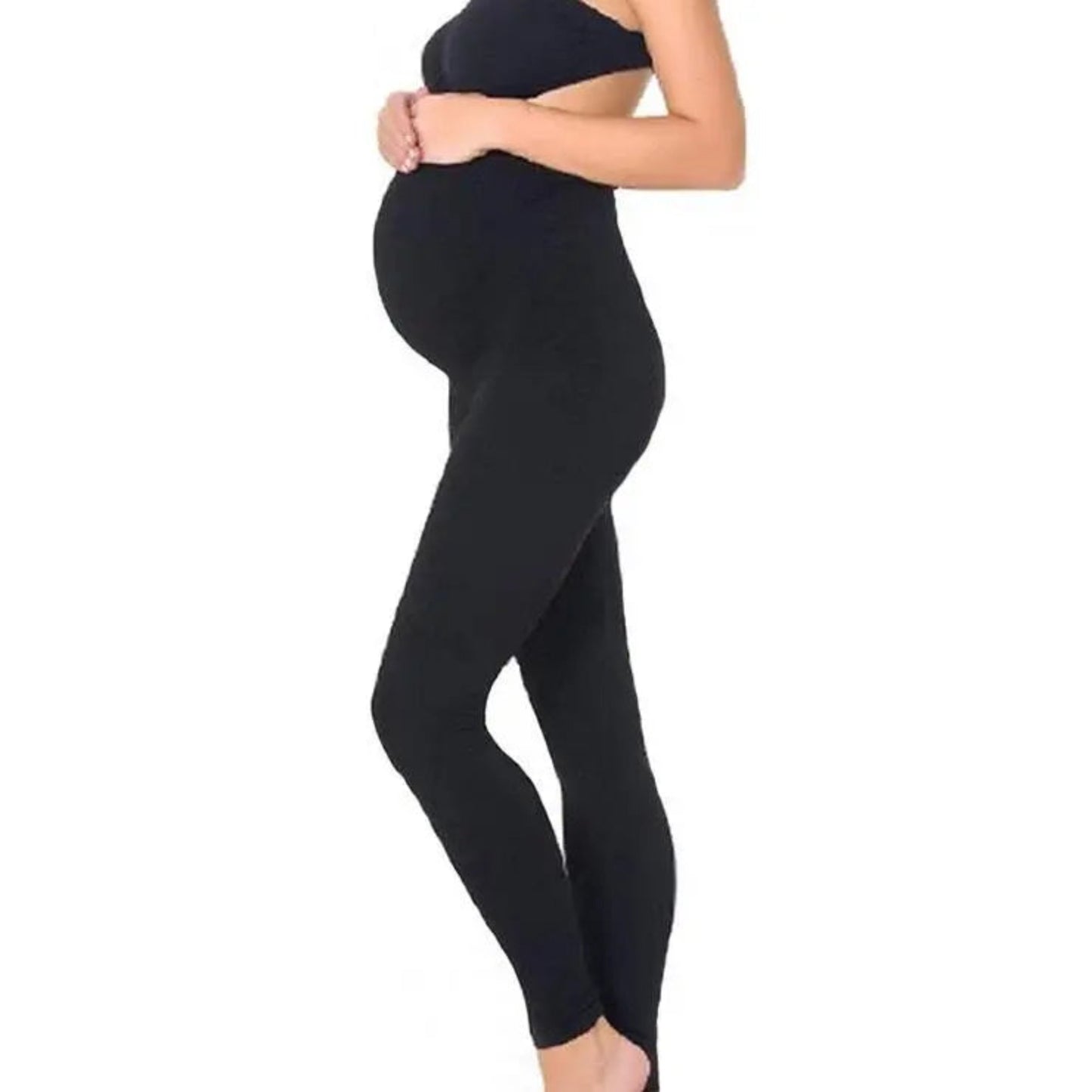 Maternity clothing Casual Solid High-rise Maternity Leggings Black Pat Pat 25.00