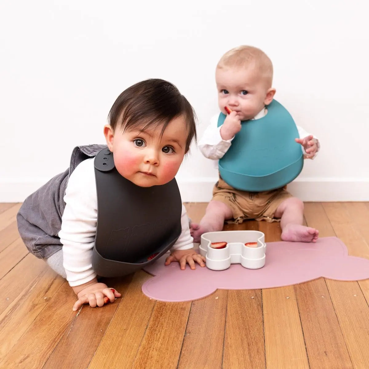 Baby & Toddler Catchie Bibs - Blue Dusk + Charcoal we might be tiny 27.00