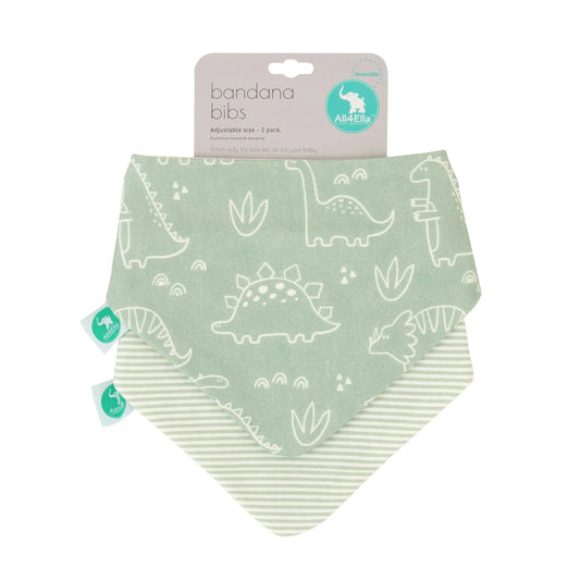  Copy of Copy of Bandana bibs 2 pack - sage dino Wow Baby 