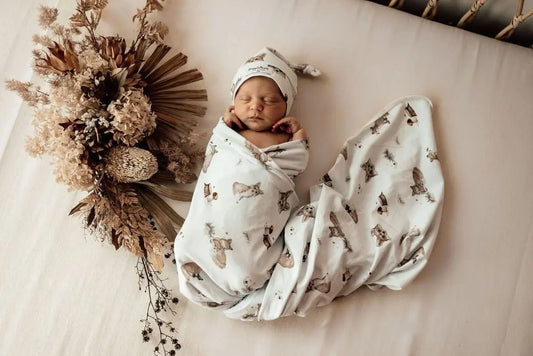  Fox | Baby Jersey Wrap & Beanie Set Snuggle Hunny 49.95