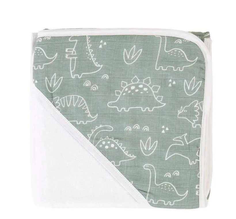  Hooded Towel - Dino Sage All 4 Ella 