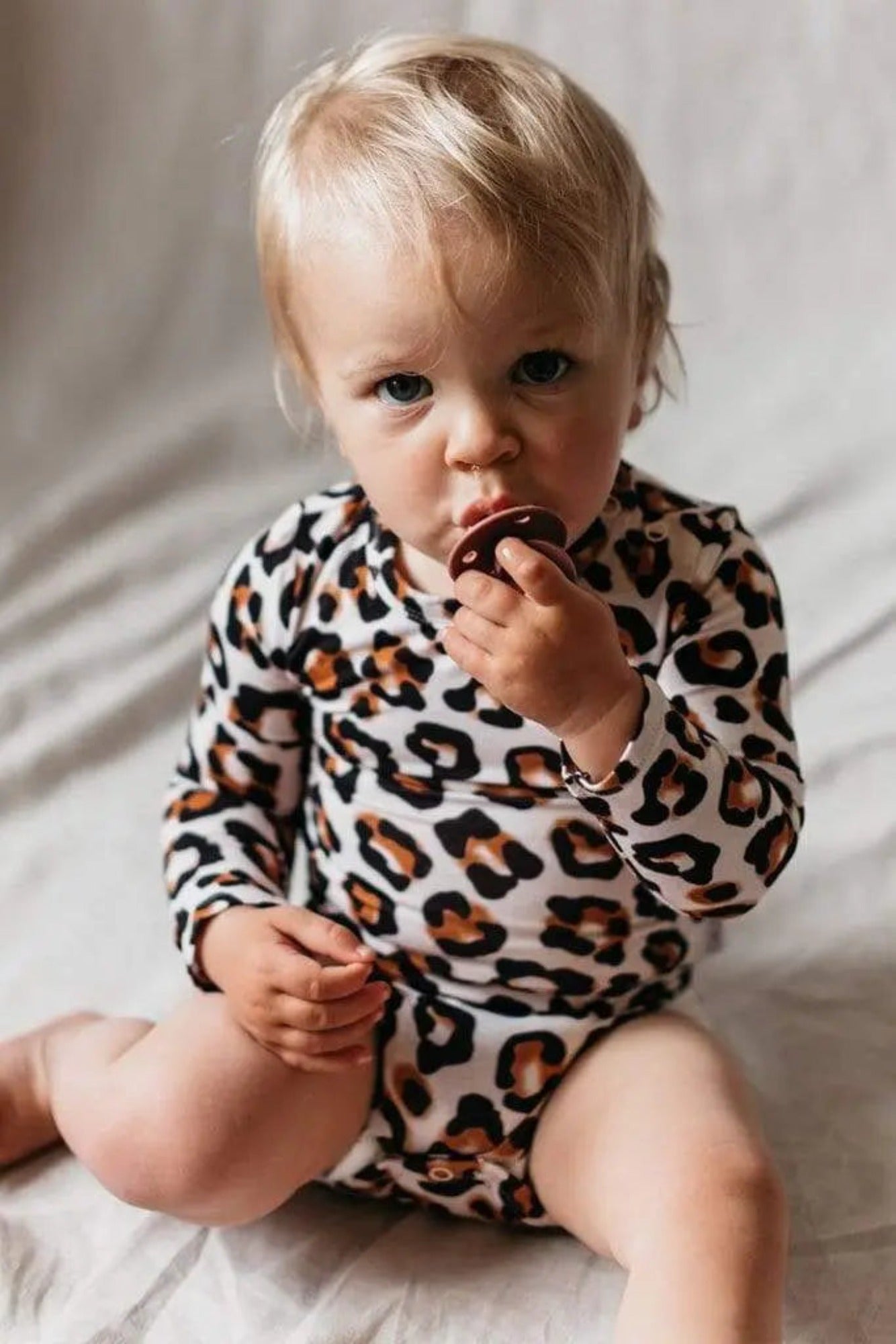 Bodysuit Long Sleeve Bodysuit for kids - Natural Leopard OiOi Bamboo 35.00