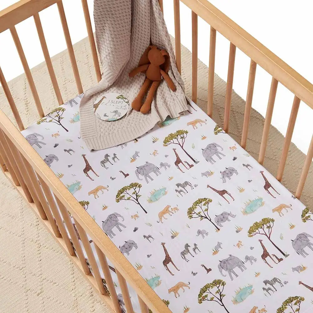 Manchester Safari Fitted Cot Sheet Snuggle Hunny 