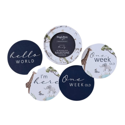 Keepsake Gifts Safari & Navy Reversible Milestone Cards Snuggle Hunny 35.00