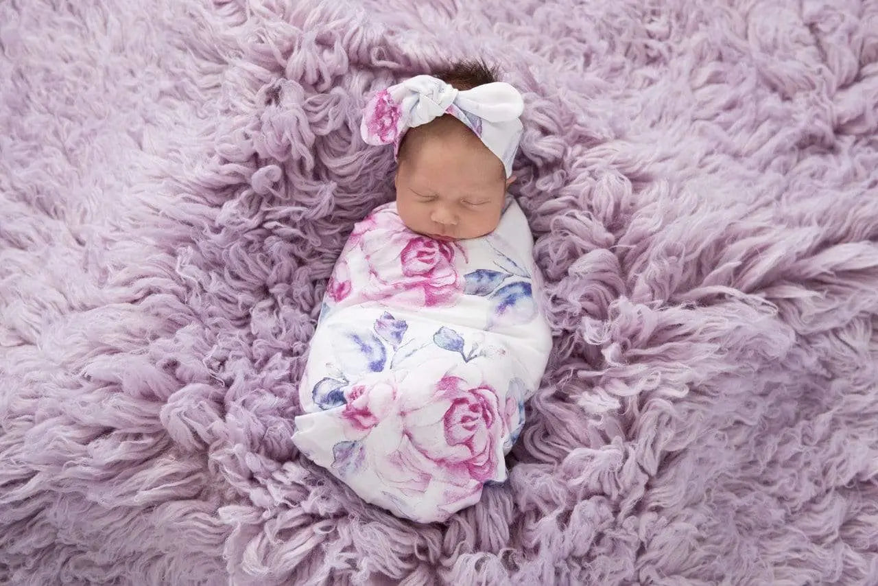 Swaddles & Wraps Snuggle Hunny Lilac Skies I Baby Jersey Wrap & Topknot Set Snuggle Hunny 49.95