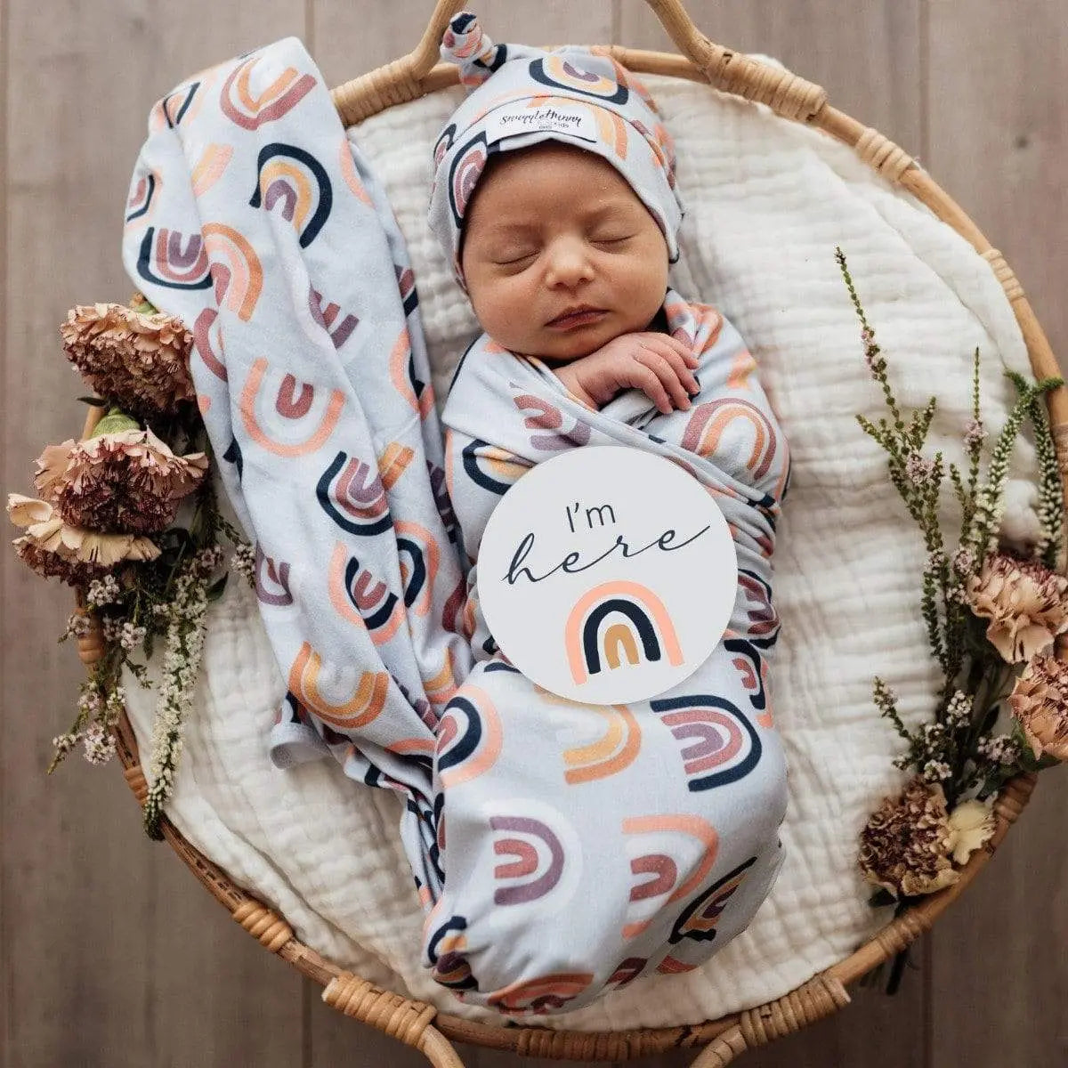 Snuggle Hunny Snuggle Hunny Sunset Rainbow Snuggle Swaddle and Beanie Snuggle Hunny 44.95